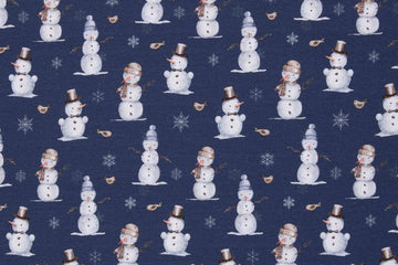 Angerauter Sweat "Beyond Nordic" mit Schneemännern, dunkelblau, 0,5 m